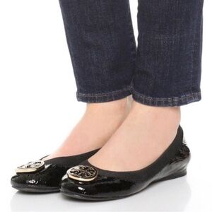 ❤️ Tory Burch Caroline Black Patent Leather Ballet Flats